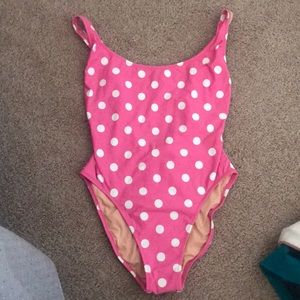 J. Crew Pink and White Polka Dot One Piece Swimsuit